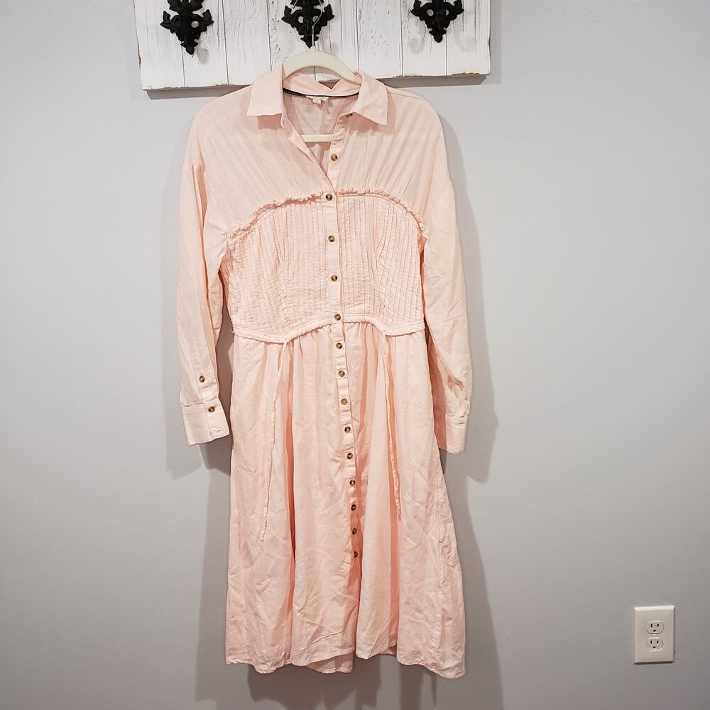 Pilcro Shirred Corset Buttondown Dress S